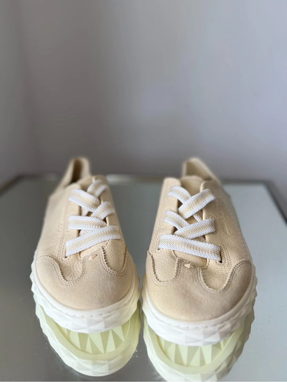 New JIMMY CHOO Diamond Light Flex Leather Low-Top Trainers $625 38.5